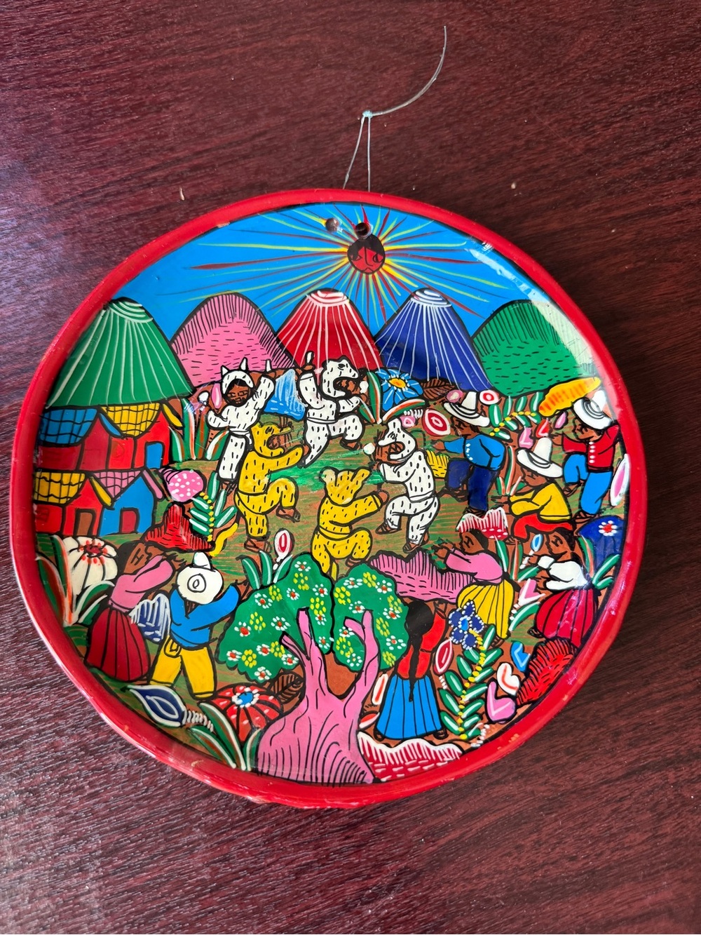 Mexican Folk Art Plate Pottery Ceramic Farm Life Wall Art Decor Isidro Terra Cot - Picture 2 of 7